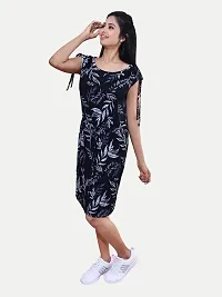 Rad prix Women Printed Black Midi Dress-thumb2