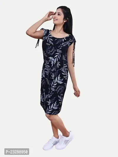 Rad prix Women Printed Black Midi Dress-thumb3