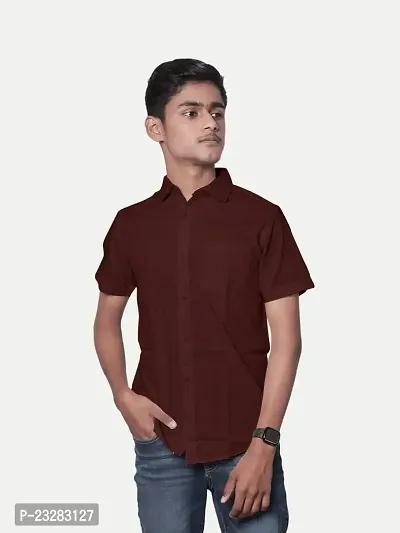 Rad prix Men Solid Brown Smart Casual Cotton Shirt-thumb2