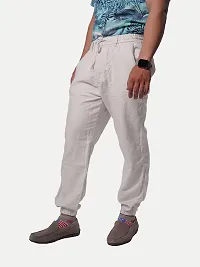 Rad prix Men Solid Cream Elasticated Cotton Activewear Joggers-thumb1