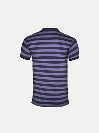 Mens Black Fashion Striped Cotton Polo T-Shirt-thumb3