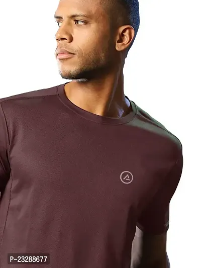 Rad prix Men Solid Maroon Polyester Casual Loose T-Shirt