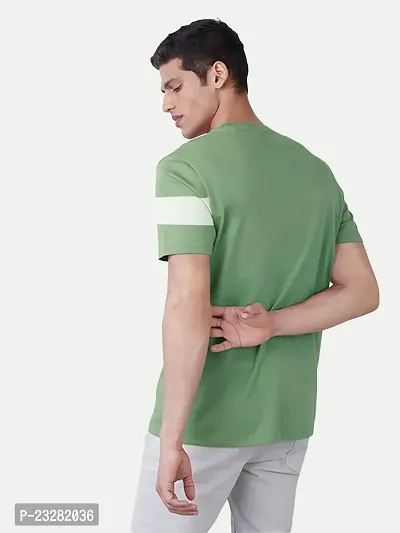 Rad prix Men Green Colour-Blocked Stripe Loose fit T-Shirt-thumb4