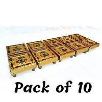 3X3 Inch Combo Pack of 10 Wooden Puja Chowki-thumb3