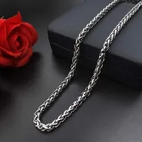 ?Stainless Steel 22 Inch Long Chain Platinum Necklace Silver Chain for Men  Boys Stylish - (Silver White)-thumb2