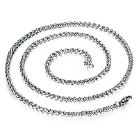 ?Stainless Steel 22 Inch Long Chain Platinum Necklace Silver Chain for Men  Boys Stylish - (Silver White)-thumb3