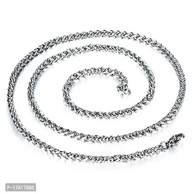 ?Stainless Steel 22 Inch Long Chain Platinum Necklace Silver Chain for Men  Boys Stylish - (Silver White)-thumb4