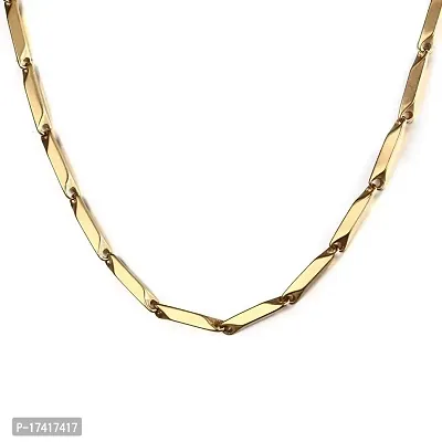 Gold Stainless Steel Rice Chain for Men and Boys (Yellow)