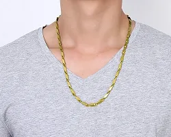 Gold Stainless Steel Rice Chain for Men and Boys (Yellow)-thumb1