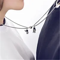 2Pcs Stainless Steel Mutual Attraction Magnets Couples Matching Spaceman Pendant Necklace Magnetic Astronaut Promise Necklace for Women Men Friends Him Her Friendship Astronomy Jewelry-thumb3