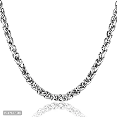 ?Stainless Steel 22 Inch Long Chain Platinum Necklace Silver Chain for Men  Boys Stylish - (Silver White)