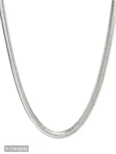 SNAKE DESIGNED CHAIN FOR MENS  WOMENS STAINLESS STEEL SILVER PLATTED (PACK OF 1) SILVER Sterling Silver Plated Stainless Steel Chain