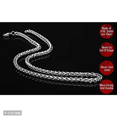 ?Stainless Steel 22 Inch Long Chain Platinum Necklace Silver Chain for Men  Boys Stylish - (Silver White)-thumb2