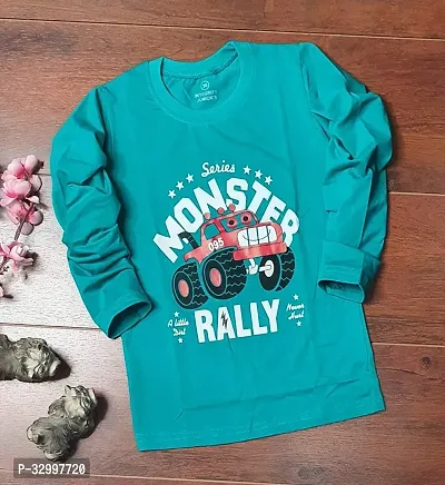 Stylish Green Cotton T-Shirt For Kids