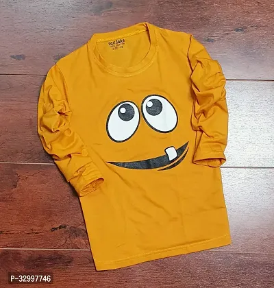 Stylish Yellow Cotton T-Shirt For Kids-thumb0