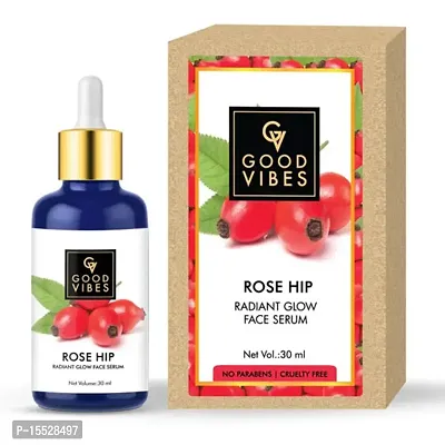 Rose Hip Radiant Glow Face Serum, 30 ml Light Weight Non Greasy Moisturizing Formula For All Skin Types, Natural, No Parabens  Sulphates, No Animal Testing