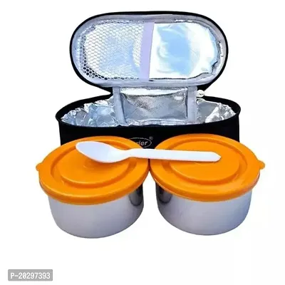 Lunch Stainless Steel Lunch Box, 2 Containers and 1 Spoon(Random Color)