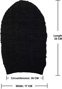 Black Beanie Cap with Fur Inside (Pack of 1)-thumb2