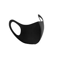 Unisex Black Cloth Face Mask with Elastic Ear Loop Washable, Breathable, and Reusable (6 Pcs Free Size)-thumb1