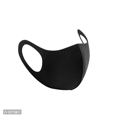 Unisex Black Cloth Face Mask with Elastic Ear Loop Washable, Breathable, and Reusable (6 Pcs Free Size)-thumb2