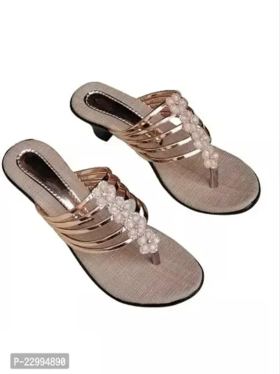 Stylish Brown Mesh Embellished Heels For Women-thumb0