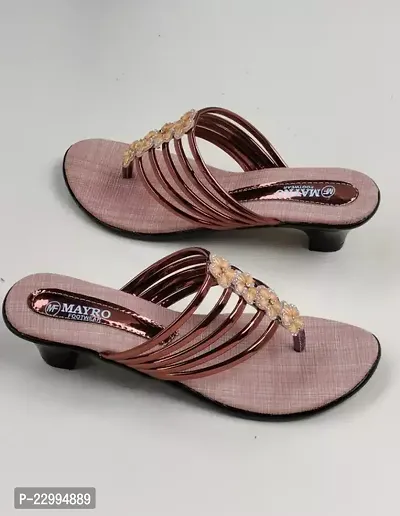 Stylish Brown Mesh Embellished Heels For Women
