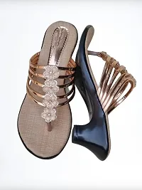 Stylish Brown Mesh Embellished Heels For Women-thumb1