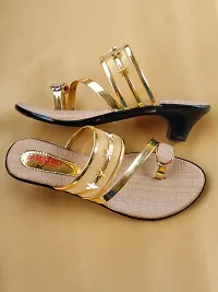 Stylish Golden Synthetic Embellished Heels For Women-thumb2