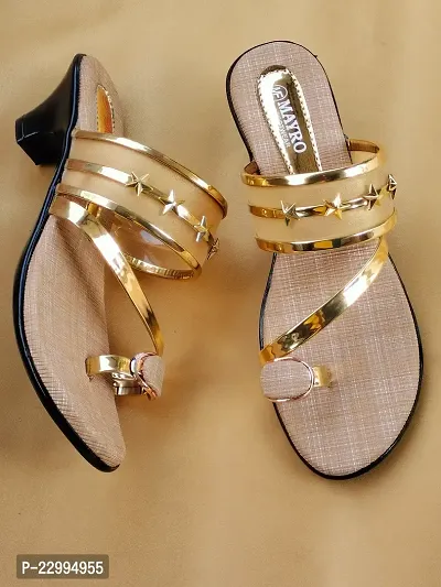 Stylish Golden Synthetic Embellished Heels For Women-thumb4