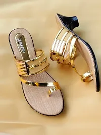 Stylish Golden Synthetic Embellished Heels For Women-thumb1