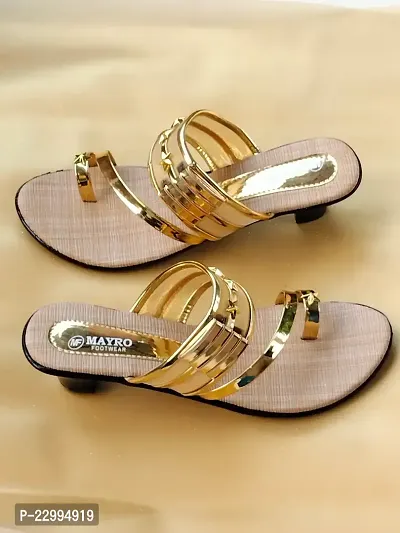 Stylish Golden Synthetic Embellished Heels For Women-thumb3