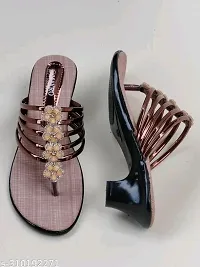 Stylish Brown Mesh Embellished Heels For Women-thumb1