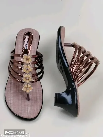 Stylish Brown Mesh Embellished Heels For Women-thumb2