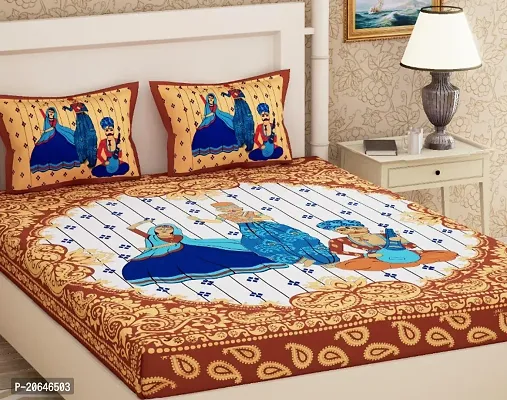 Stylish Fancy Comfortable Cotton Abstract Double 1 Bedsheet + 2 Pillowcovers