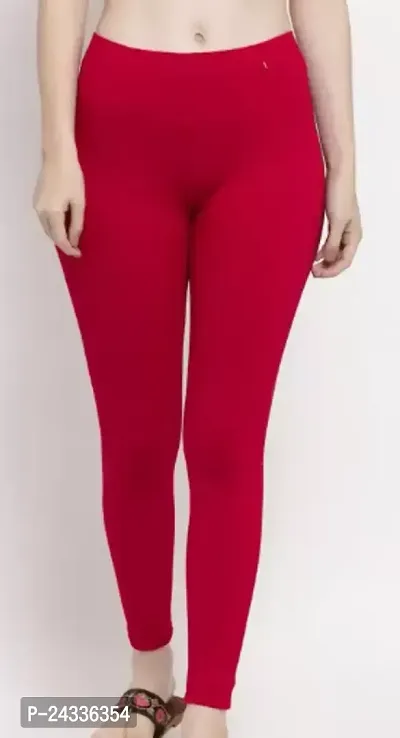 Fabulous Red Poly Lycra Solid Leggings For Women-thumb0