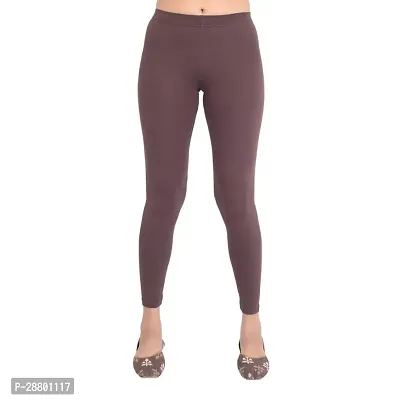 Stylish Dark Brown Cotton Leggings For Women-thumb0