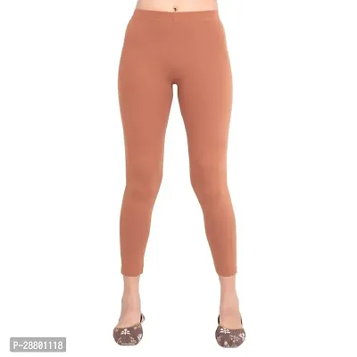 Stylish Rust Orange Cotton Leggings For Women-thumb0