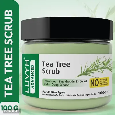 Luvyh Tea Tree Skin Clearing Face Scrub  Moisturizer (100g) Cream for Women and Men, Exfoliate scrub for Deep Cleansing, Blackhead Remover, Tan Removal, Glowing Skin, Skin Purifying for All Skin Types No Paraben, No Mineral Oil, No Sulphate, No Silicone-thumb2