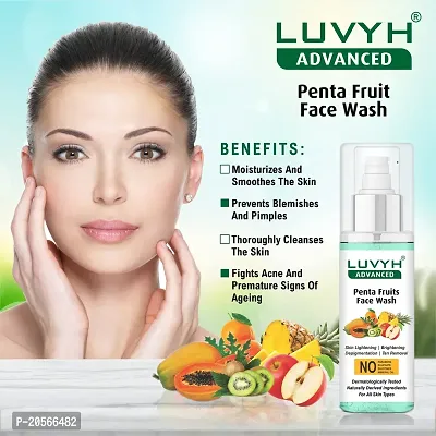 Luvyh Penta Fruits Skin Brightening and Glowing Fruit Infused Gel Face Wash (100ml) With Active Fruit Extracts Skin Lightening  Brightening Depigmentation Tan Removal Blush  Glow Face Wash and Luvyh Diamond Exfoliating Scrub (500g) for Skin Brightening, Firming, Anti Aging, Removes Dullness, Skin Impurities for All Skin Types No Parabens, No Mineral Oil, No Sulphate, No Silicone (Pack of 2)-thumb2