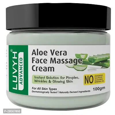 Luvyh Aloe Vera Face Massage Cream  Skin Moisturizer Cream (100g) For Women and Men, Organic Non-Toxic Aloe Vera for Acne, Scars, Glowing  Radiant Skin Treatment for oily, and dry Skin-thumb0