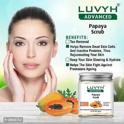 Luvyh Papaya Rejuvenating Face Scrub (500g) Cream Scrub for Skin Nourishing by Clearing Impurities and Clogged Pores For Spot Removal, Brightening  Lightening With Papaya Extracts Revitalizing Tan Removal Scrub and Luvyh Papaya Visibly Flawless Skin Face Wash (100ml) Gel Face Wash for Radiant, Glowing, Moisturizing, Brightening, Anti Ageing, Pore Cleansing Formula for All Skin Types No Parabens,-thumb2