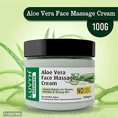 Luvyh Aloe Vera Face Massage Cream  Skin Moisturizer Cream (100g) For Women and Men, Organic Non-Toxic Aloe Vera for Acne, Scars, Glowing  Radiant Skin Treatment for oily, and dry Skin-thumb2