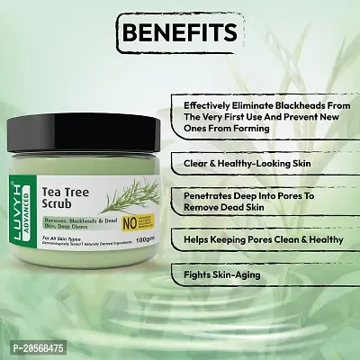 Luvyh Tea Tree Skin Clearing Face Scrub  Moisturizer (100g) Cream for Women and Men, Exfoliate scrub for Deep Cleansing, Blackhead Remover, Tan Removal, Glowing Skin, Skin Purifying for All Skin Types No Paraben, No Mineral Oil, No Sulphate, No Silicone-thumb3