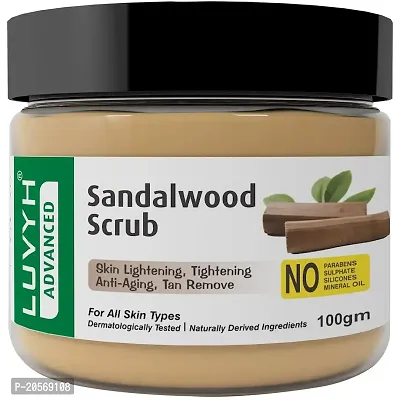 Luvyh Sandalwood Organic Lightening Polish Tan Removal Scrub For Glowing Skin. Turmeric Sandalwood De Tan Scrub For Dark Spots For Men/Women (100g)