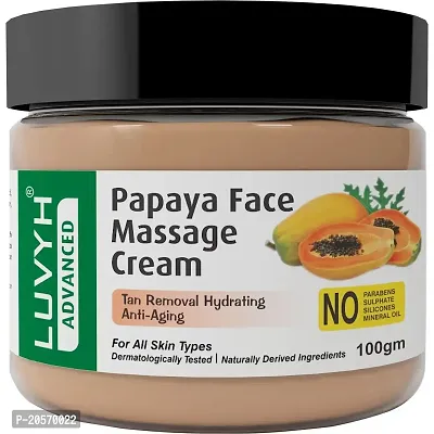 Luvyh Papaya Hydrating Face Massage Cream (100g) Skin Brightening Moisturizing Light Weight Formula, Helps Reduce Dark Circles  Visibly Clears Skin, Natural, No Parabens  Sulphates