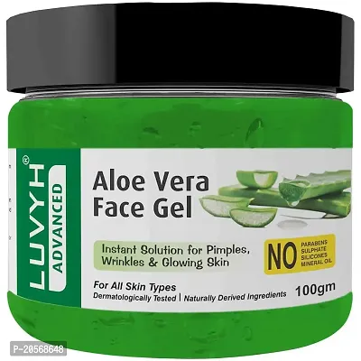 Luvyh Aloe Vera Gel with natural Aloevera Extract for Men  Women, 100 g | for Moisturize and Sooth Glowing Skin with No Parabens No Mineral Oil, No Sulphate, No Silicone