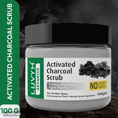 Luvyh Activated Charcoal Face Scrub for Women  Men Removes Tan, Blackheads, and Dirt from body, Face  Neck for a Soft  Smooth Skin - 100% Natural  Vegan 100gm Work Perfectly on Oily and Dry Skin-thumb2