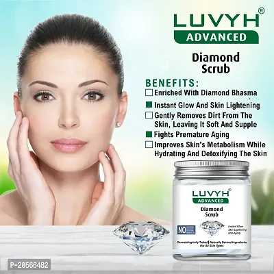 Luvyh Penta Fruits Skin Brightening and Glowing Fruit Infused Gel Face Wash (100ml) With Active Fruit Extracts Skin Lightening  Brightening Depigmentation Tan Removal Blush  Glow Face Wash and Luvyh Diamond Exfoliating Scrub (500g) for Skin Brightening, Firming, Anti Aging, Removes Dullness, Skin Impurities for All Skin Types No Parabens, No Mineral Oil, No Sulphate, No Silicone (Pack of 2)-thumb3