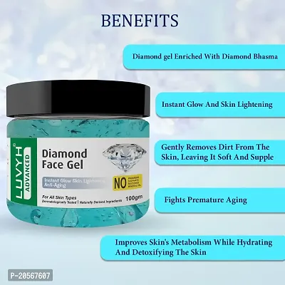 Luvyh Diamond Face Gel and moisturizer Herbals Gel, Whiteglow Skin Whitening, And Brightening Nourishing Night Gel 100 gm for Women and Men For all Skin Types-thumb3