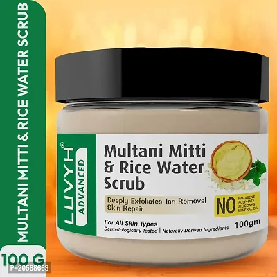 Luvyh Multani Mitti and Rice Water Face Scrub (100g) Clean Skin Cells, Blackheads and Whiteheads Removal for All Skin Types No Parabens, No Mineral Oil, No Sulphate, No Silicone-thumb2